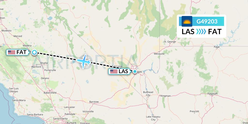 G49203 Allegiant Air Flight Map: Las Vegas to Fresno