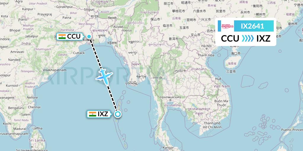 IX2641 Air India Express Flight Map: Kolkata to Port Blair