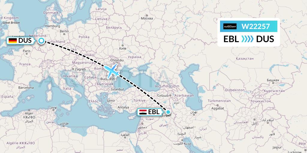 W22257 Flex Flight Flight Map: Arbil to Dusseldorf