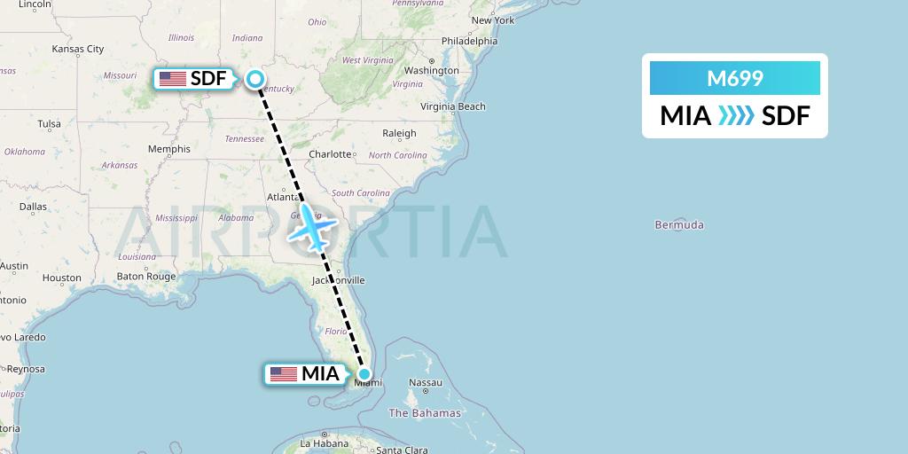 M699 Amerijet International Flight Map: Miami to Louisville