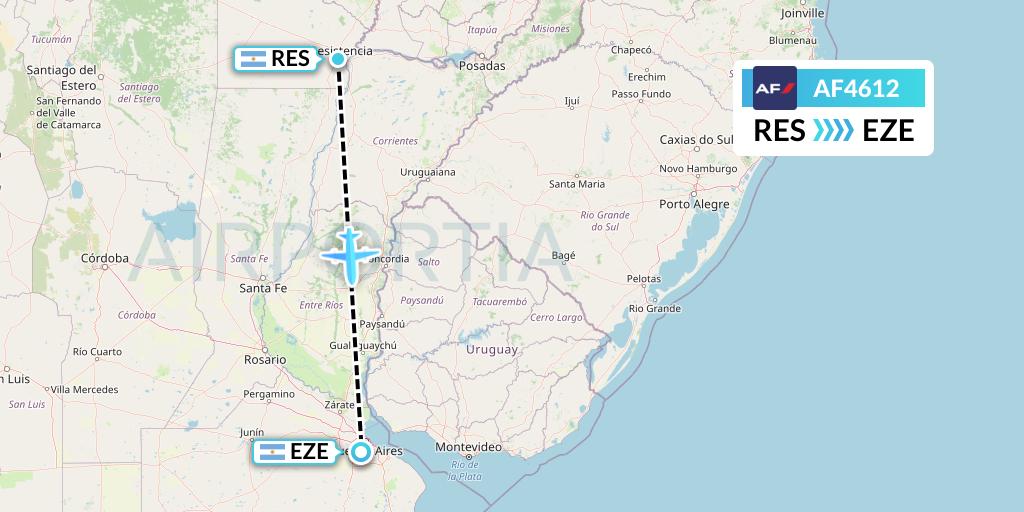 AF4612 Air France Flight Map: Resistencia to Buenos Aires