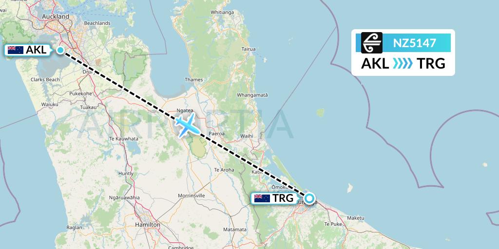 NZ5147 Air New Zealand Flight Map: Auckland to Tauranga