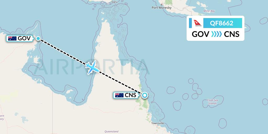 QF8662 Qantas Flight Map: Gove to Cairns