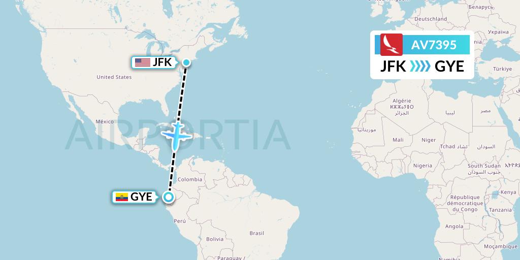 AV7395 Avianca Flight Map: New York to Guayaquil