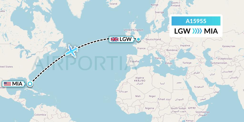 A15955 A.p.g. Distribution Systems Flight Map: London to Miami