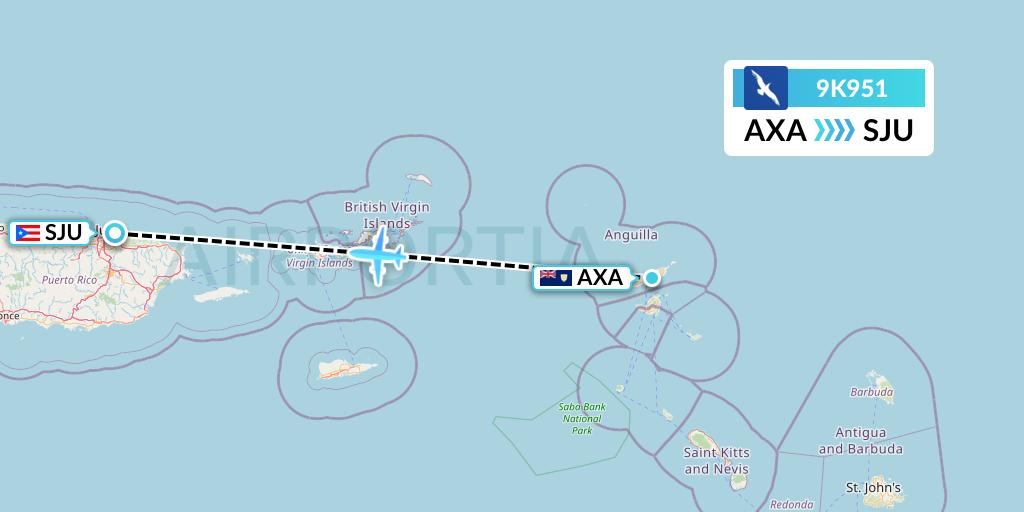 9K951 Cape Air Flight Map: The Valley to San Juan