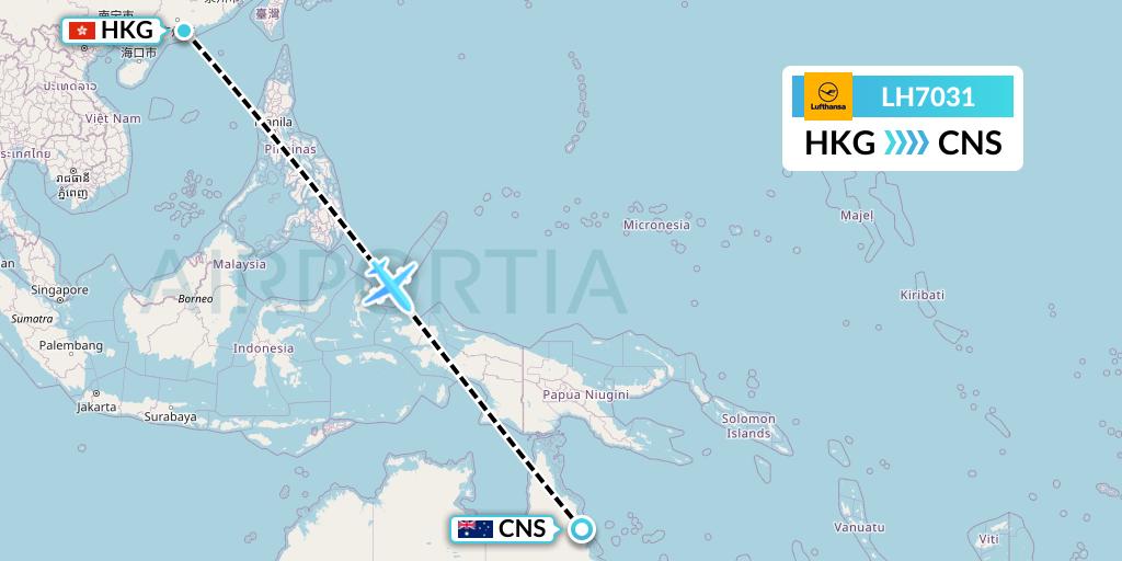 LH7031 Lufthansa Flight Map: Hong Kong to Cairns