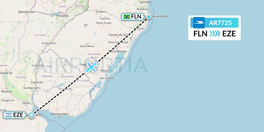 AR7725 Aerolineas Argentinas Flight Map: Florianopolis to Buenos Aires
