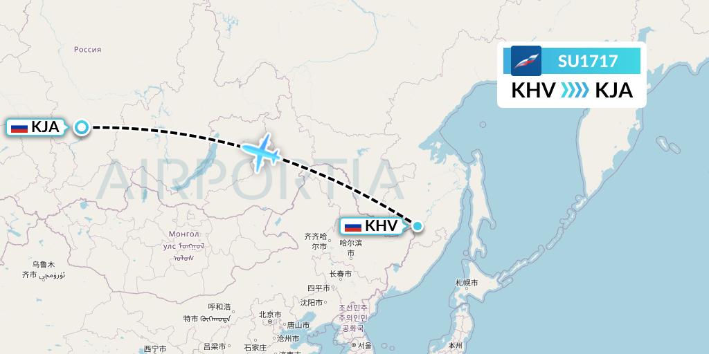 SU1717 Aeroflot Flight Map: Khabarovsk to Krasnoyarsk