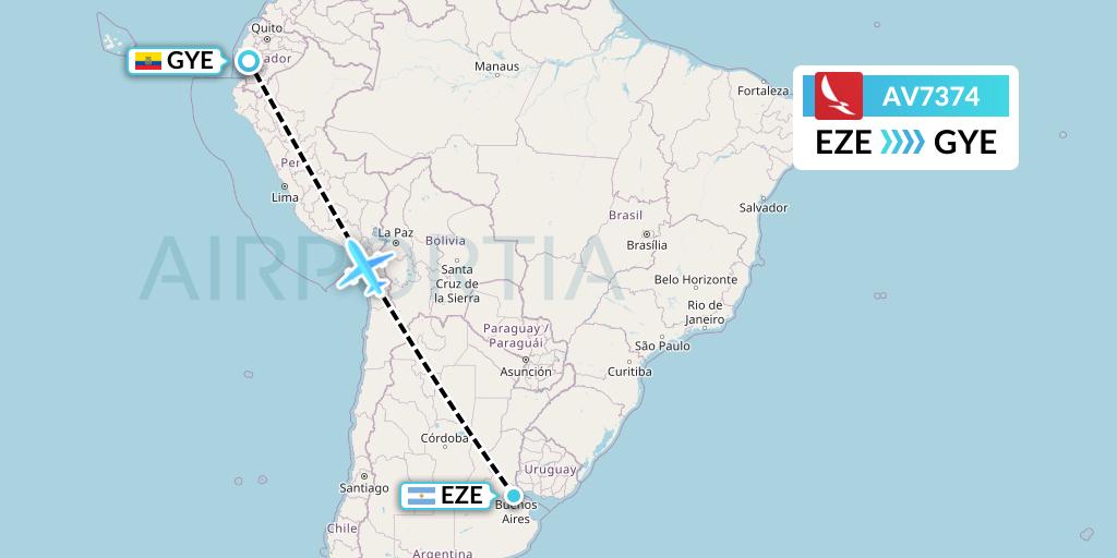 AV7374 Avianca Flight Map: Buenos Aires to Guayaquil