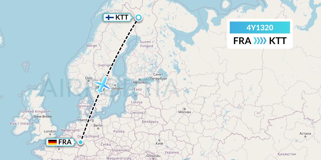 4Y1320 Eurowings Discover Flight Map: Frankfurt to Kittila