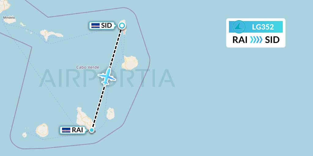 LG352 Luxair Flight Map: Praia to Espargos