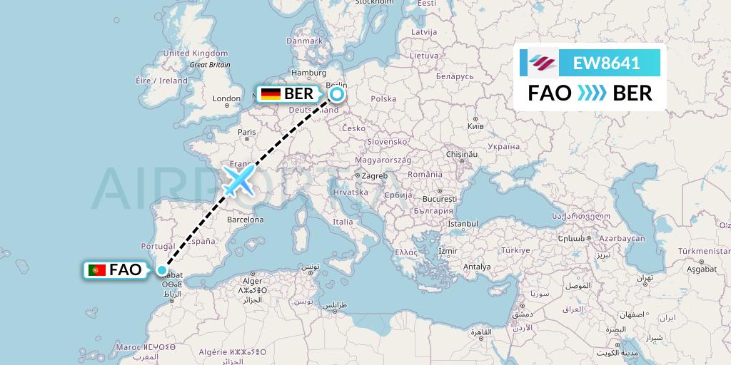 EW8641 Eurowings Flight Map: Faro to Berlin