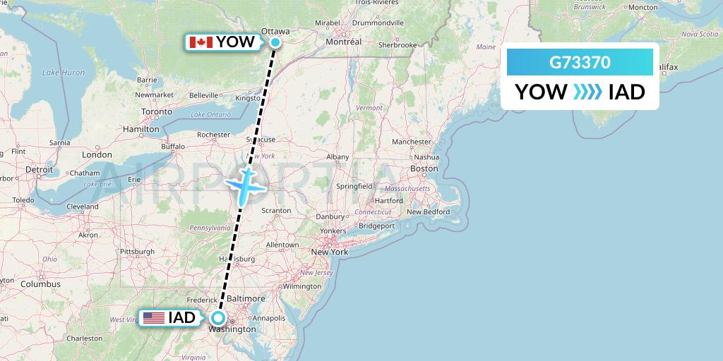 G73370 GoJet Flight Map: Ottawa to Washington