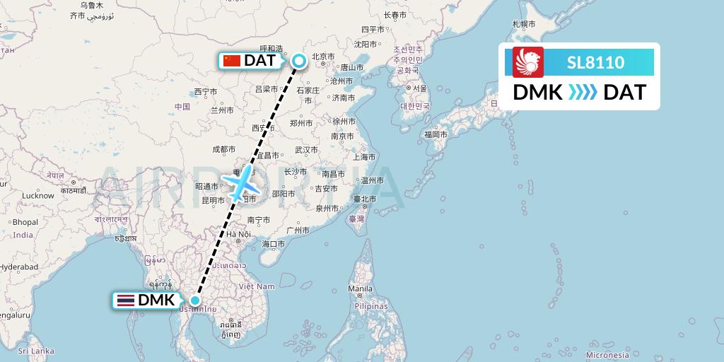 SL8110 Thai Lion Air Flight Map: Bangkok to Datong