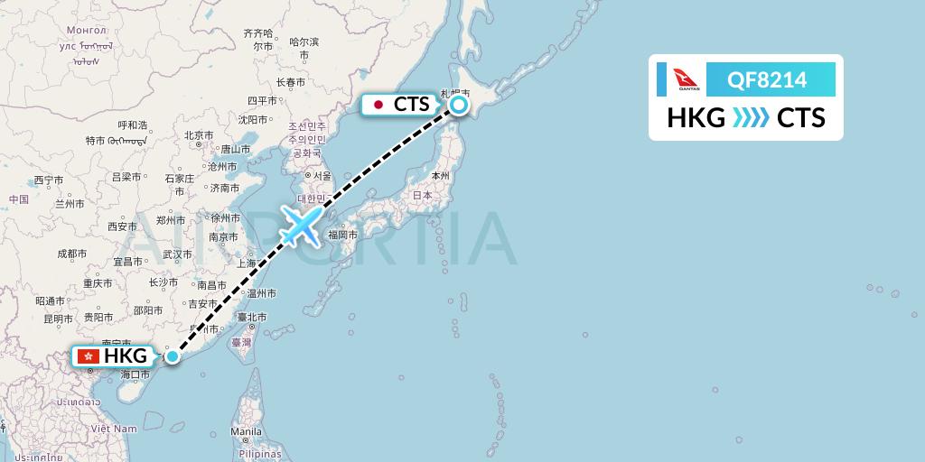 QF8214 Qantas Flight Map: Hong Kong to Sapporo
