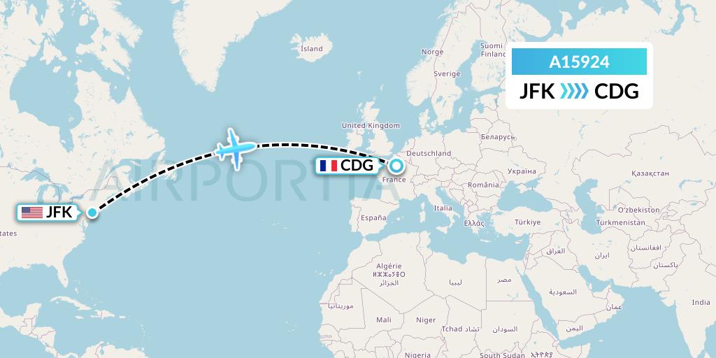 A15924 A.p.g. Distribution Systems Flight Map: New York to Paris