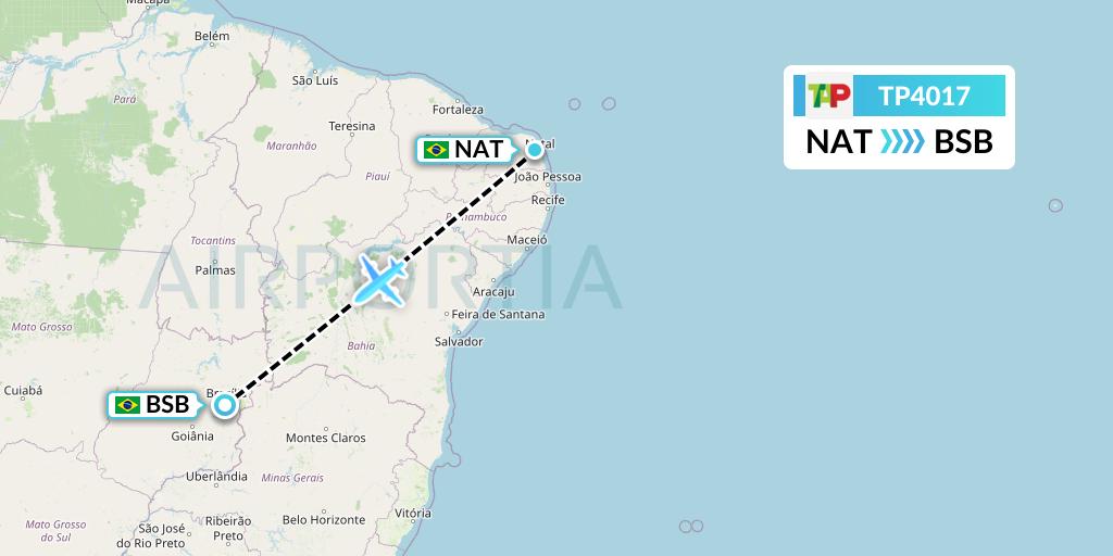 TP4017 TAP Portugal Flight Map: Natal to Brasilia
