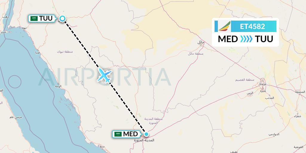ET4582 Ethiopian Airlines Flight Map: Medina to Tabuk