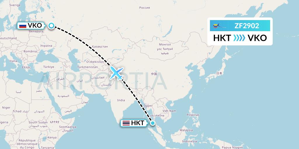ZF2902 Azur Air Flight Map: Phuket to Moscow