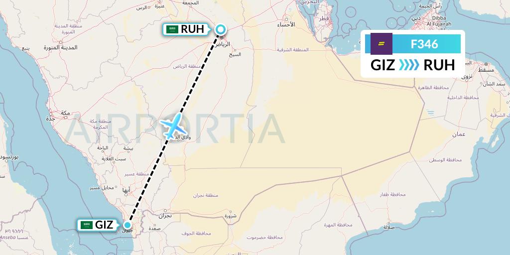 F346 flydeal Flight Map: Jizan to Riyadh
