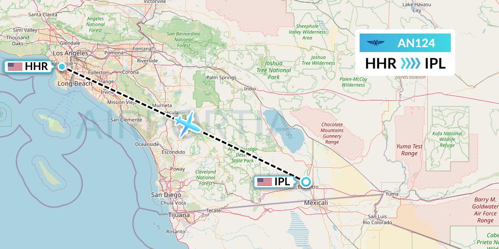 AN124 Advanced Air Flight Map: Hawthorne to Imperial
