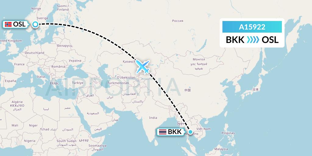 A15922 A.p.g. Distribution Systems Flight Map: Bangkok to Oslo