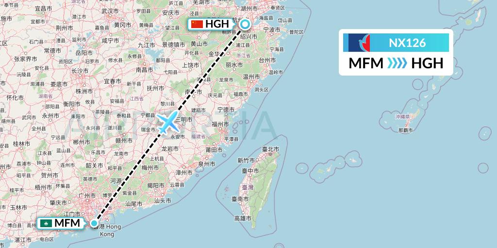 NX126 Air Macau Flight Map: Macau to Hangzhou