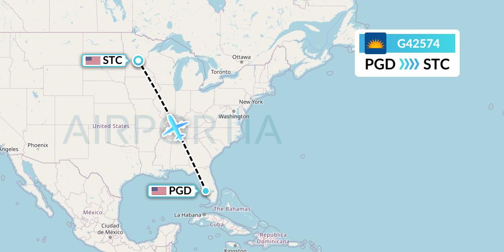 G42574 Allegiant Air Flight Map: Punta Gorda to St Cloud