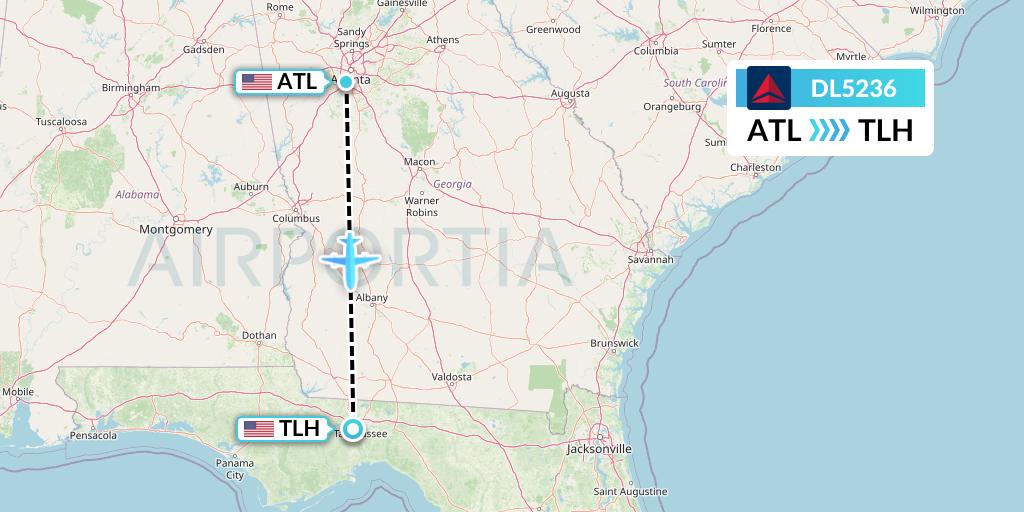 DL5236 Delta Air Lines Flight Map: Atlanta to Tallahassee