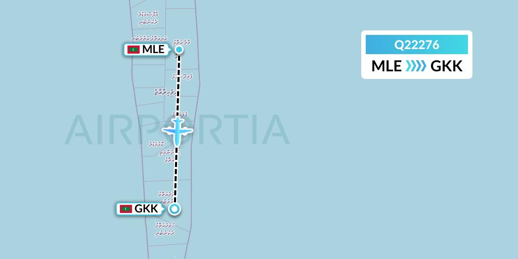 Q22276 Maldivian Flight Map: Male to Kooddoo Island