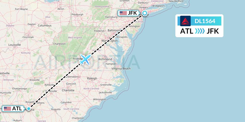 DL1564 Delta Air Lines Flight Map: Atlanta to New York