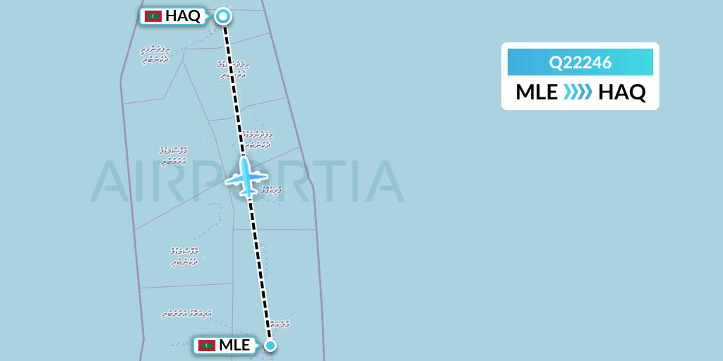 Q22246 Maldivian Flight Map: Male to Hanimaadhoo Island