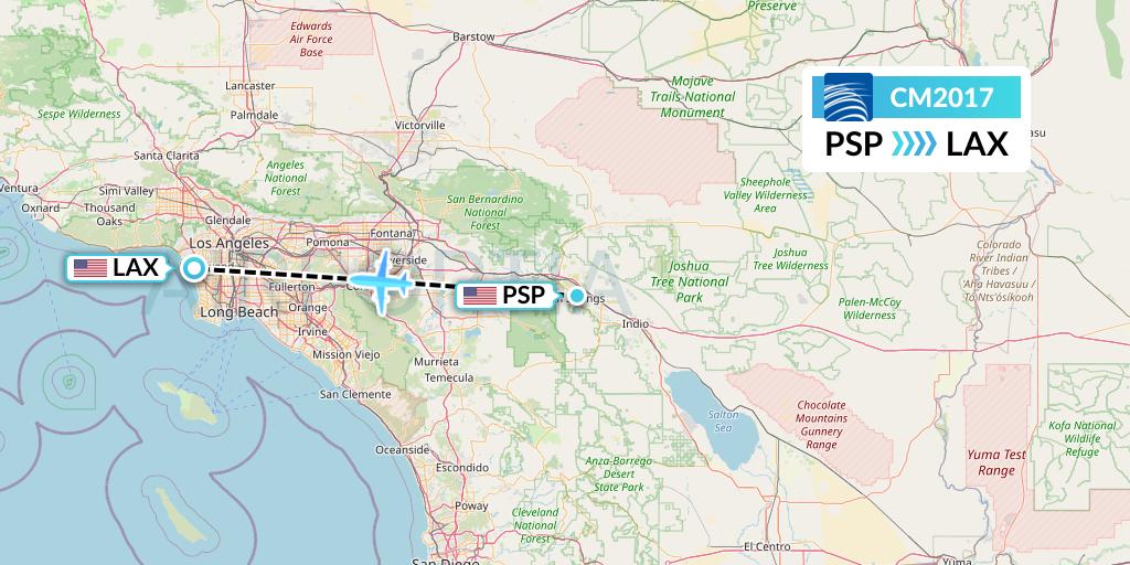 CM2017 Copa Airlines Flight Map: Palm Springs to Los Angeles