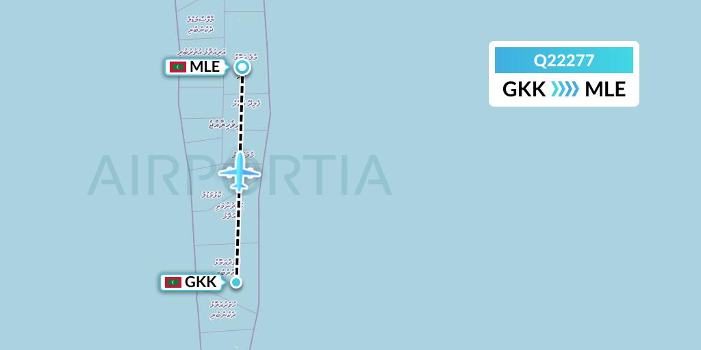 Q22277 Maldivian Flight Map: Kooddoo Island to Male