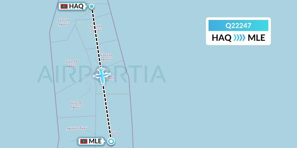 Q22247 Maldivian Flight Map: Hanimaadhoo Island to Male