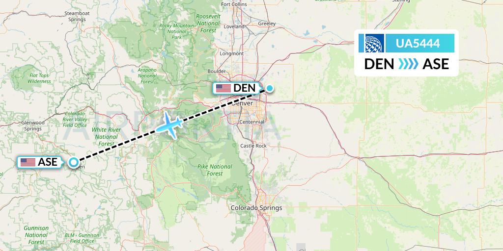 UA5444 United Airlines Flight Map: Denver to Aspen