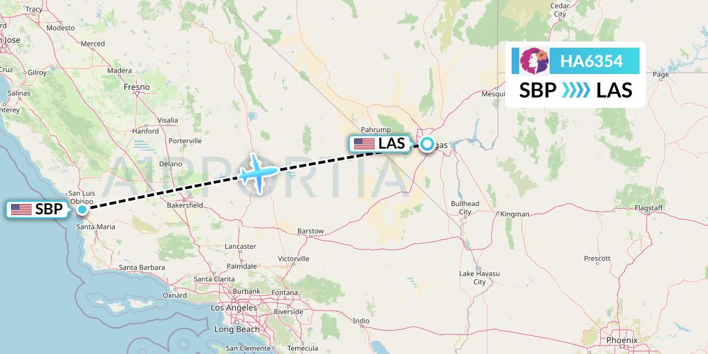 HA6354 Hawaiian Airlines Flight Map: San Luis Obispo to Las Vegas