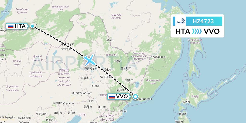 HZ4723 Aurora Flight Map: Chita to Vladivostok