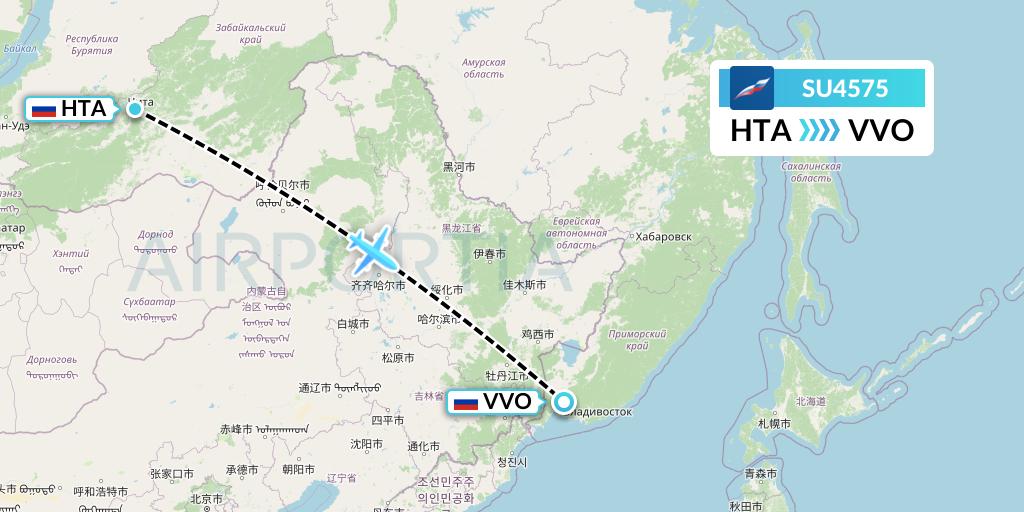 SU4575 Aeroflot Flight Map: Chita to Vladivostok