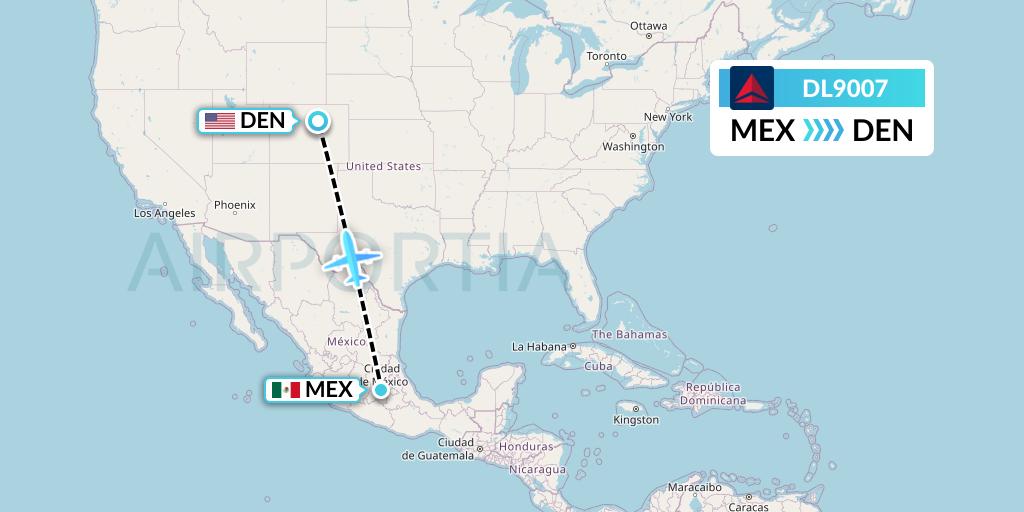 DL9007 Delta Air Lines Flight Map: Mexico City to Denver