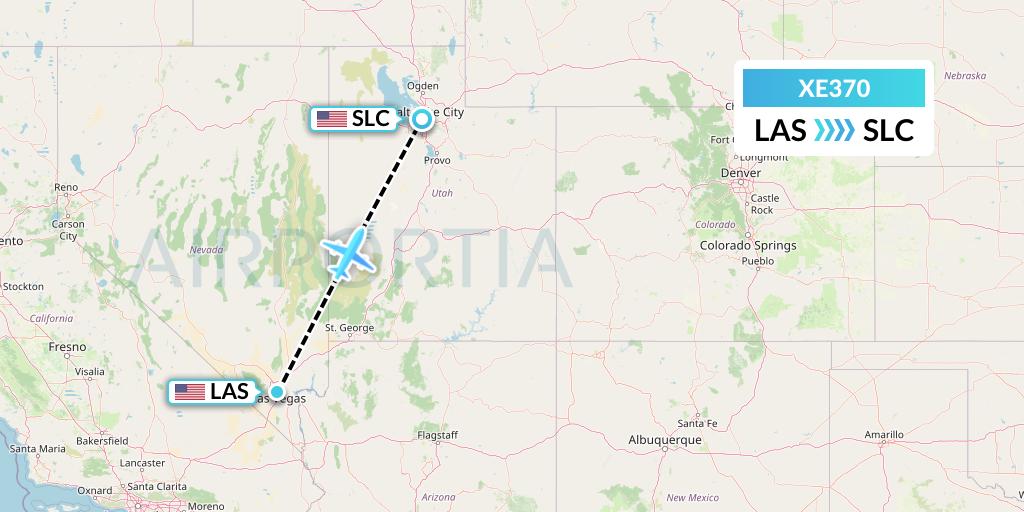 XE370 Jsx Flight Map: Las Vegas to Salt Lake City