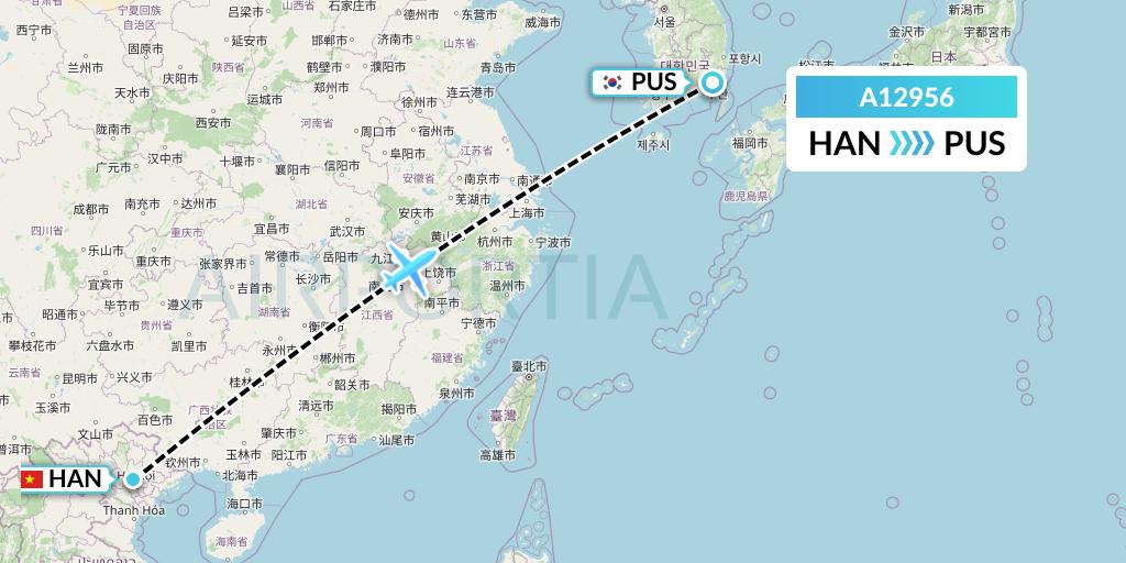 A12956 A.p.g. Distribution Systems Flight Map: Hanoi to Busan