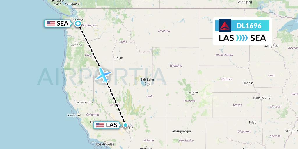 DL1696 Delta Air Lines Flight Map: Las Vegas to Seattle