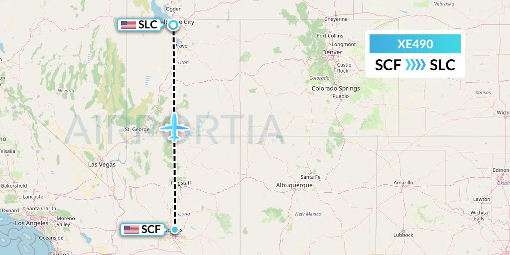 XE490 Jsx Flight Map: Scottsdale to Salt Lake City
