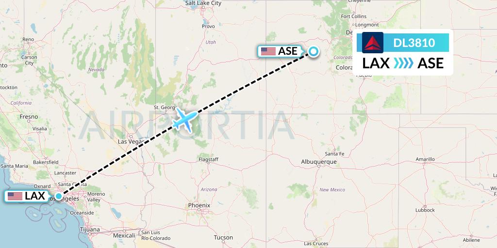 DL3810 Delta Air Lines Flight Map: Los Angeles to Aspen