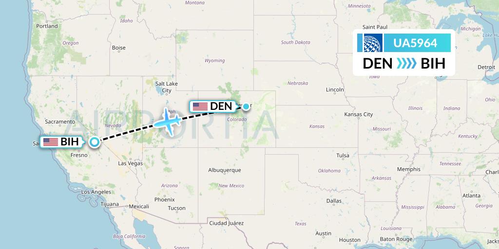 UA5964 United Airlines Flight Map: Denver to Bishop