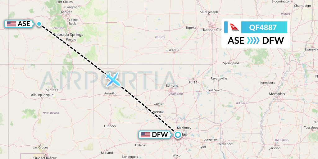 QF4887 Qantas Flight Map: Aspen to Dallas