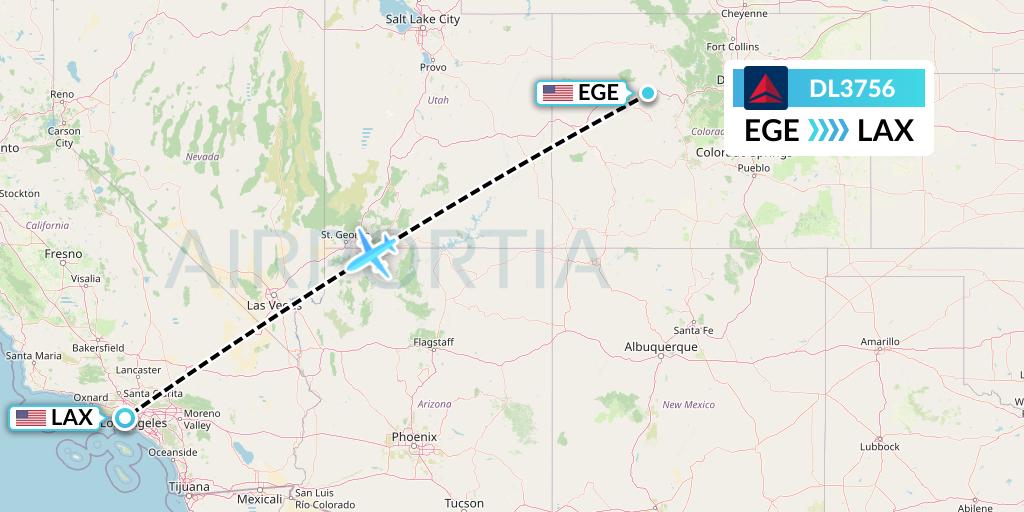 DL3756 Delta Air Lines Flight Map: Eagle to Los Angeles