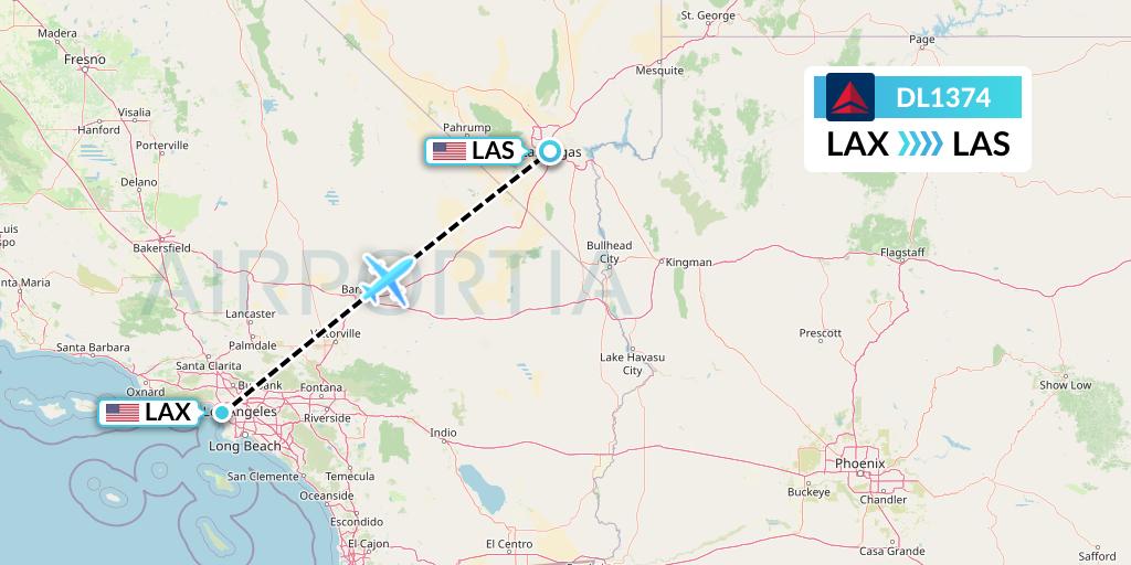 DL1374 Delta Air Lines Flight Map: Los Angeles to Las Vegas